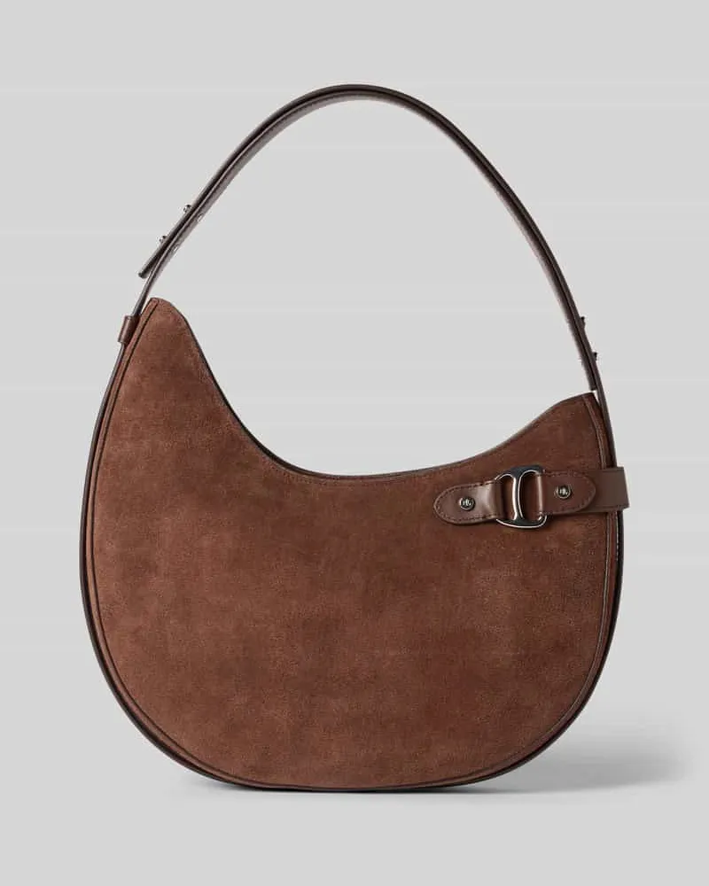 Ralph Lauren Handbag aus echtem Rindsleder mit Zier-Applikation Dunkelbraun