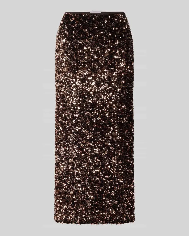 Rich&Royal Midirock mit Pailletten und Gehschlitz Dunkelbraun