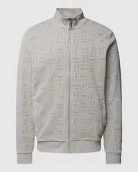 JOOP! Sweatjacke mit Logo-Muster Silber