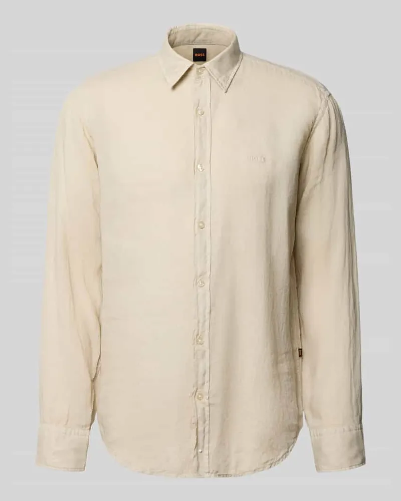 HUGO BOSS Regular Fit Freizeithemd aus reinem Leinen Modell 'RELEGANT Beige