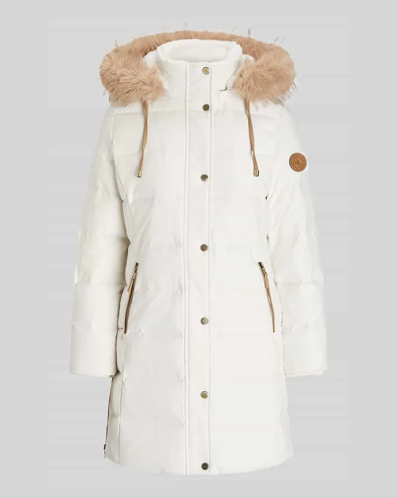 Ralph Lauren Regular Fit Daunenmantel mit Besatz aus Webpelz Ecru