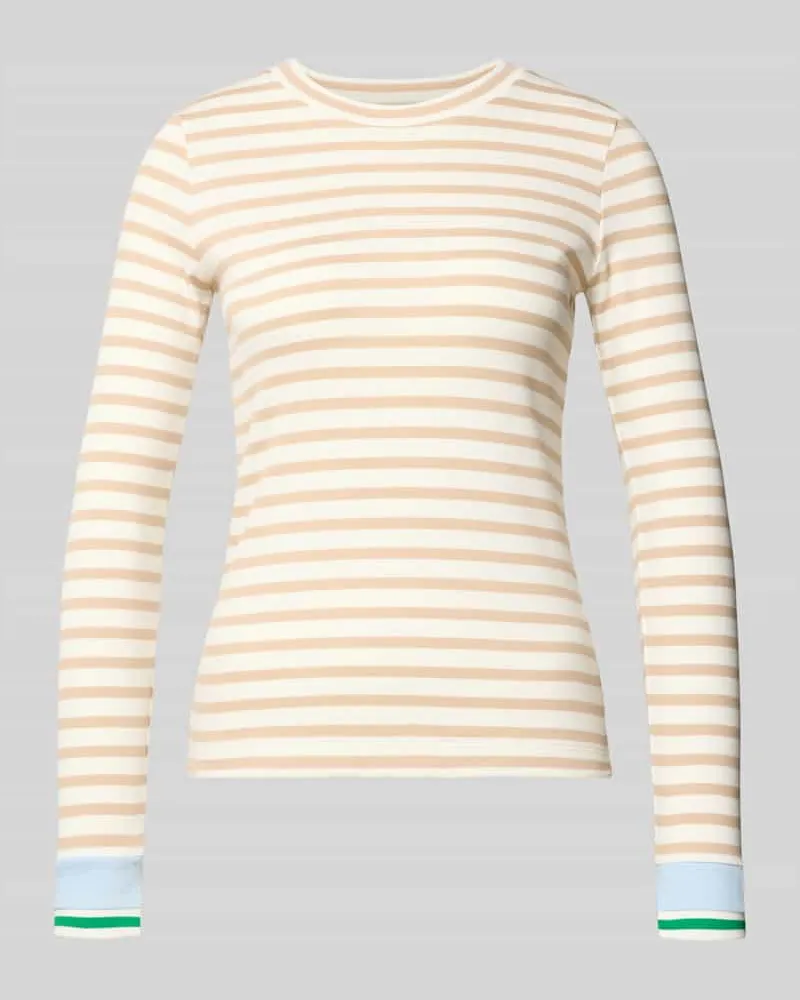 Marc Cain Slim Fit Longsleeve mit Rundhalsausschnitt Sand