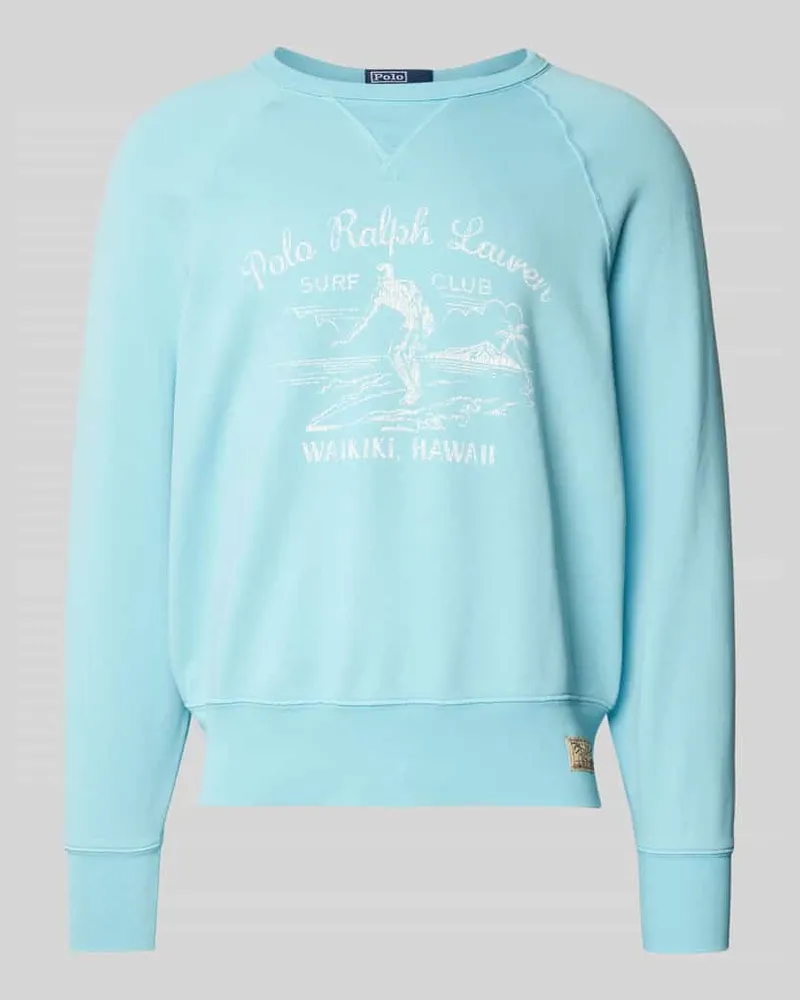 Ralph Lauren Sweatshirt mit Label-Print Hellblau