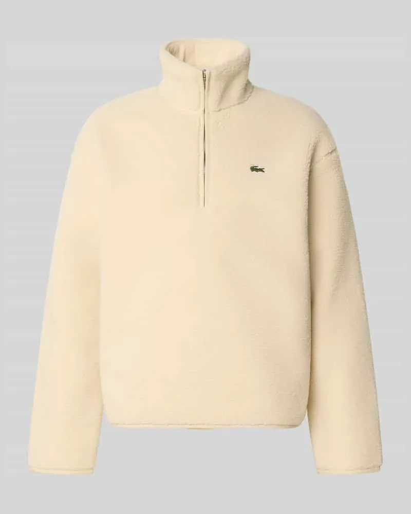 Lacoste Regular Fit Sweatshirt mit Troyer-Kragen Beige