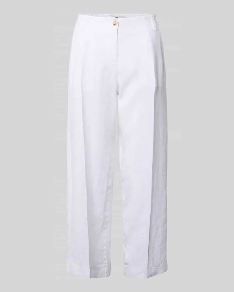 Brax Straight Fit Leinenhose mit elastischem Bund Weiss