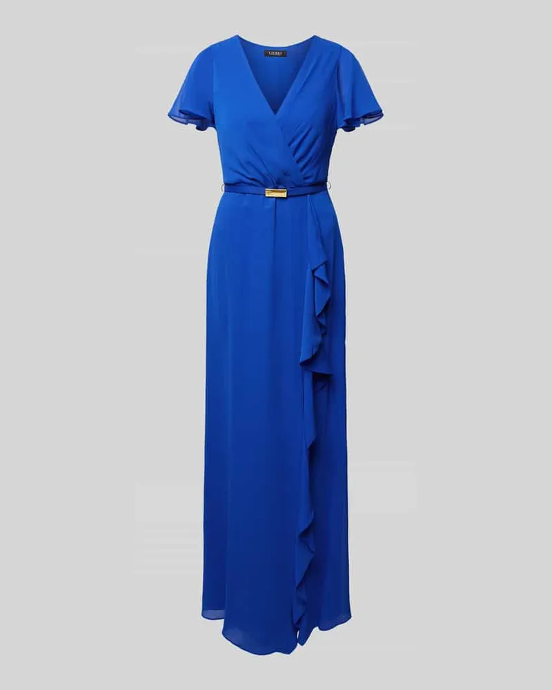 Ralph Lauren Abendkleid mit V-Ausschnitt Blau