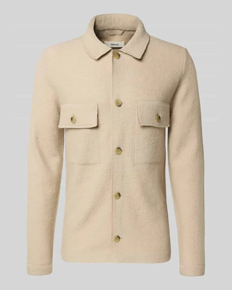 Selected Homme Regular Fit Hemdjacke aus reiner Wolle Modell 'NEALY Beige
