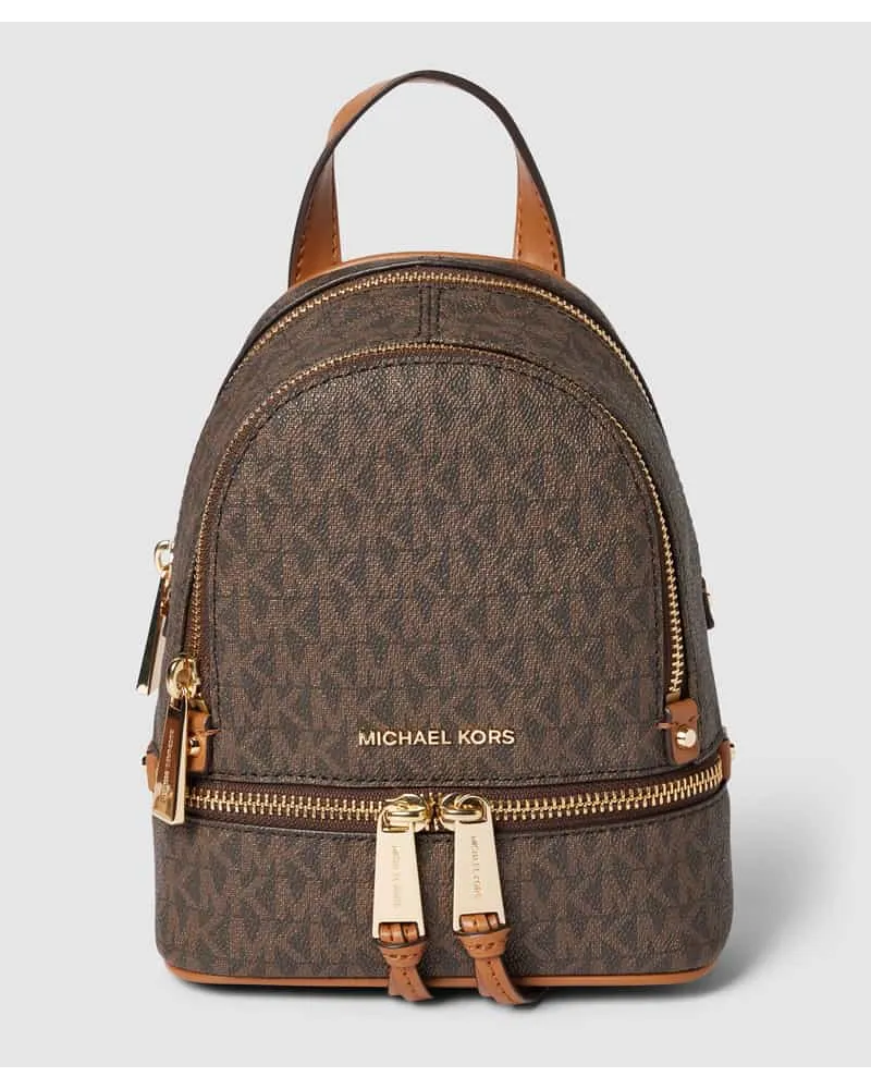 Michael Kors Rucksack mit Allover-Logo-Muster Modell 'RHEA Mittelbraun