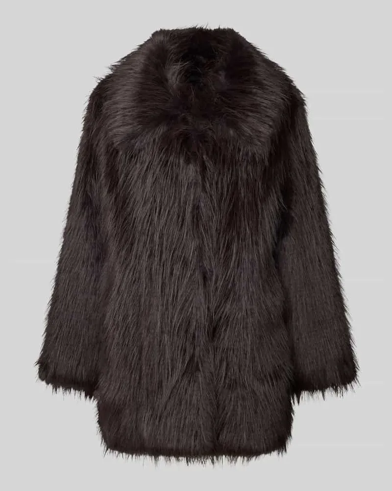 Selected Regular Fit Webpelzmantel mit Hakenverschluss Modell 'BREA Dunkelbraun