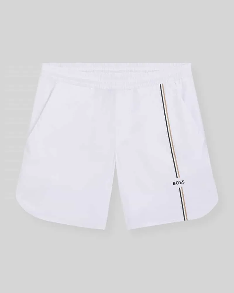 HUGO BOSS Regular Fit Sportshorts mit Logo-Details Modell 'SH_TOC GAME 8 INCH Weiss