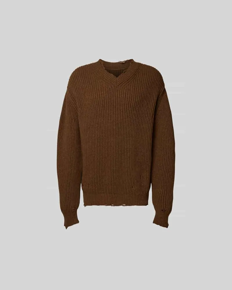 Maison Margiela Relaxed Fit Pullover mit Woll-Anteil Mittelbraun