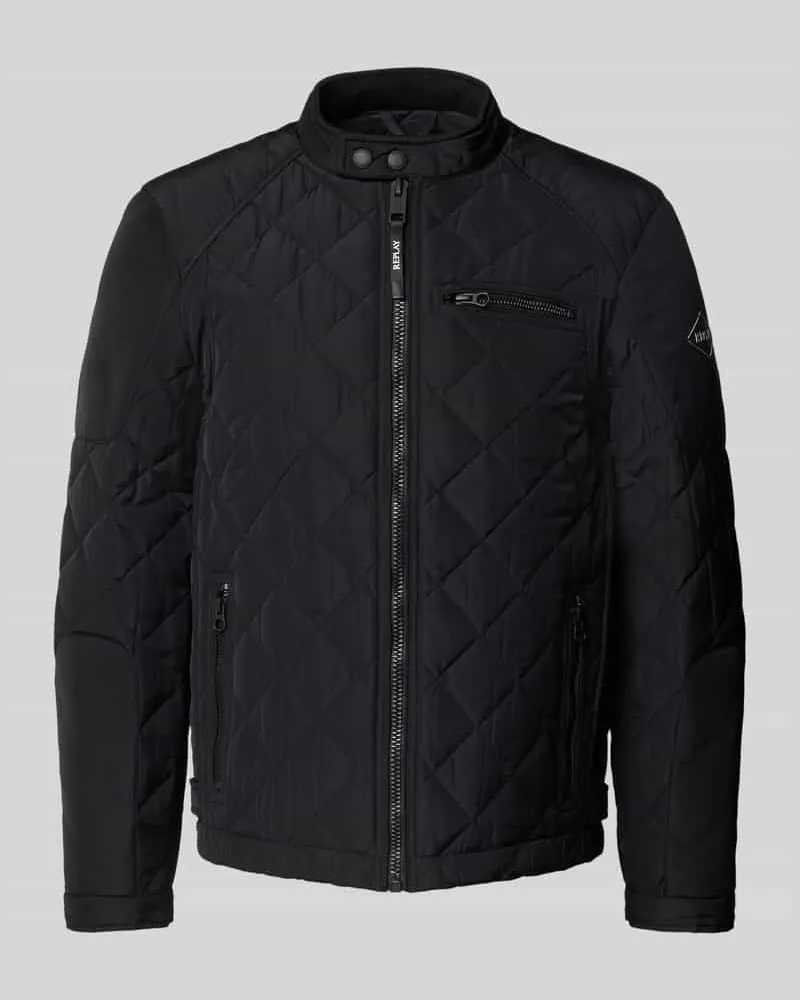 Replay Steppjacke mit Reißverschlusstaschen und Label-Detail Black