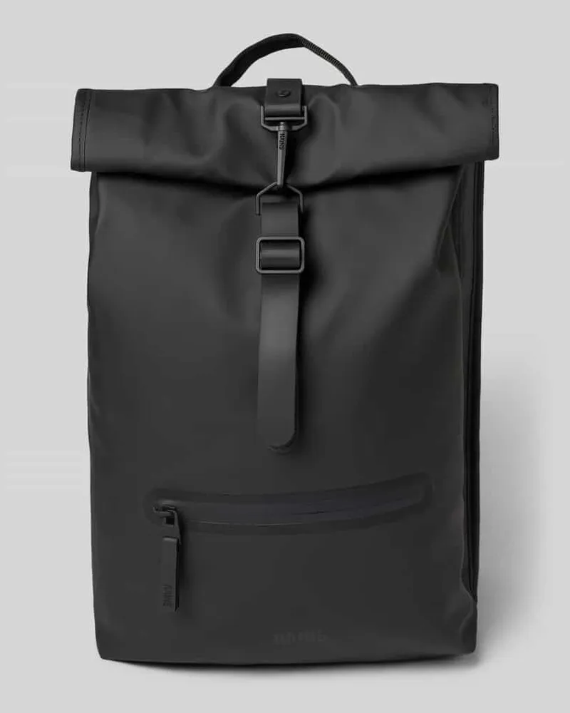 RAINS Rolltop-Rucksack mit verstellbaren Schulterriemen Black