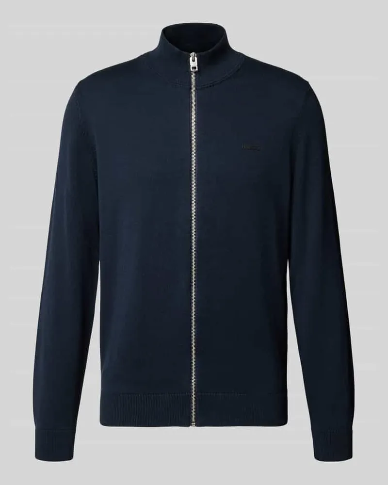 HUGO BOSS Strickjacke mit Logo-Schriftzug Modell 'San Jacomo-C Marine