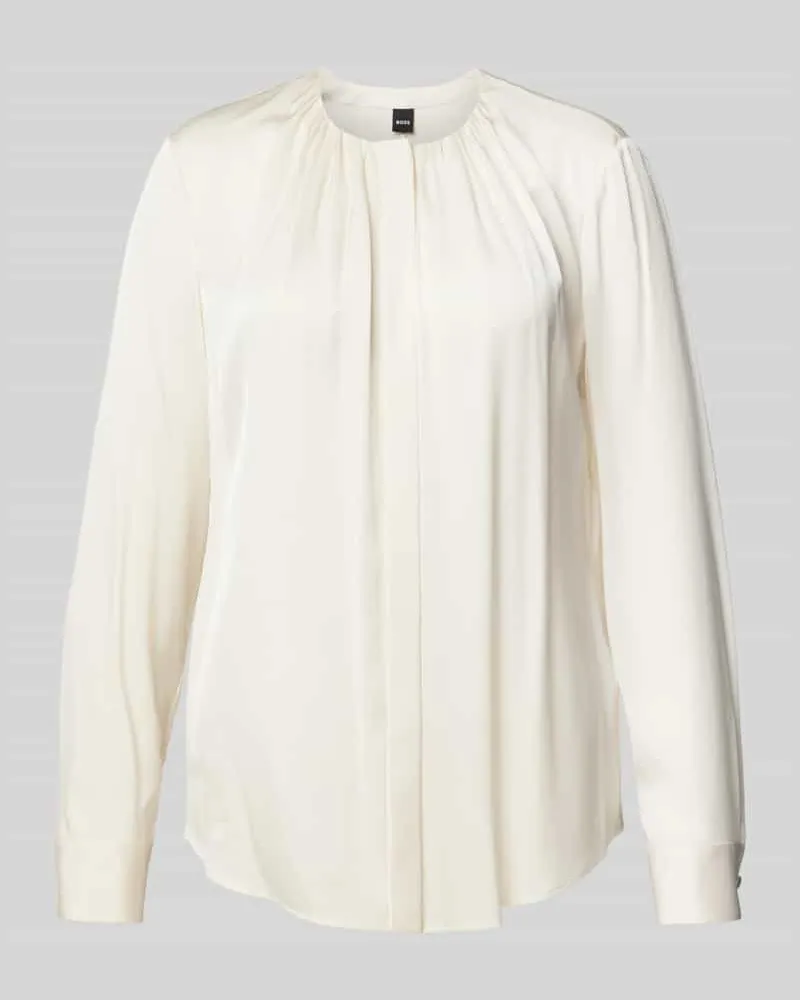 HUGO BOSS Slim Fit Bluse aus Seiden-Mix Modell 'Banorah Weiss