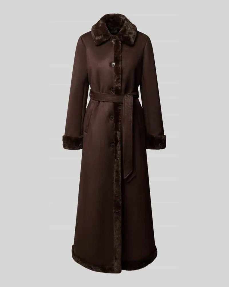 Ralph Lauren Mantel mit Webpelzbesatz Schoko
