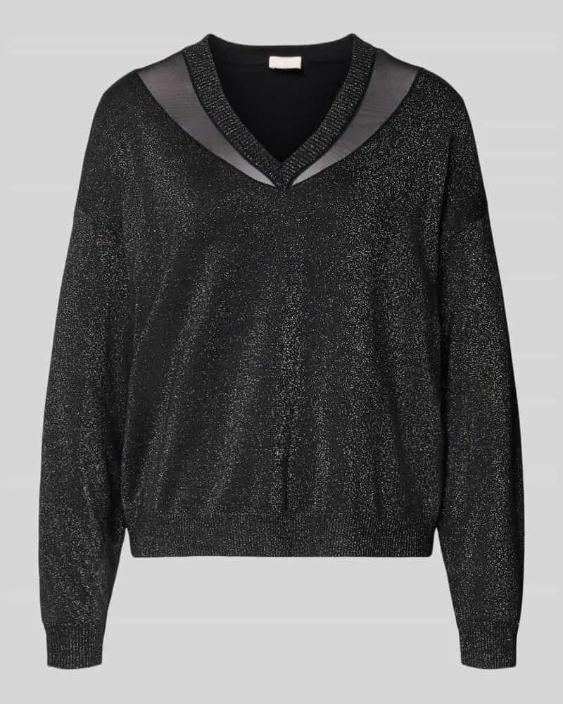 Liu Jo Relaxed Fit Pullover aus Viskose-Mix in Strick-Optik Black