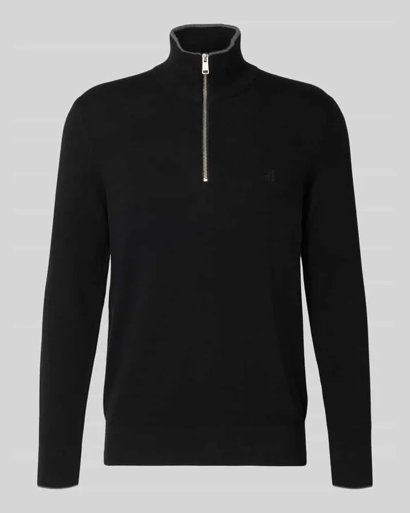 Marc O'Polo Regular Fit Troyer Baumwoll-Schurwoll-Mix Black
