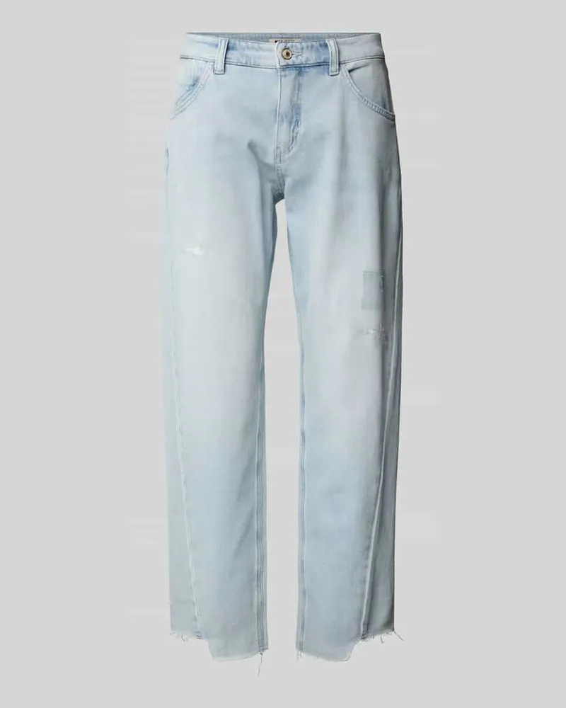 MAC Jeans Straight Fit Jeans mit seitlichen Ziernähten Modell 'Aleksa Hellblau