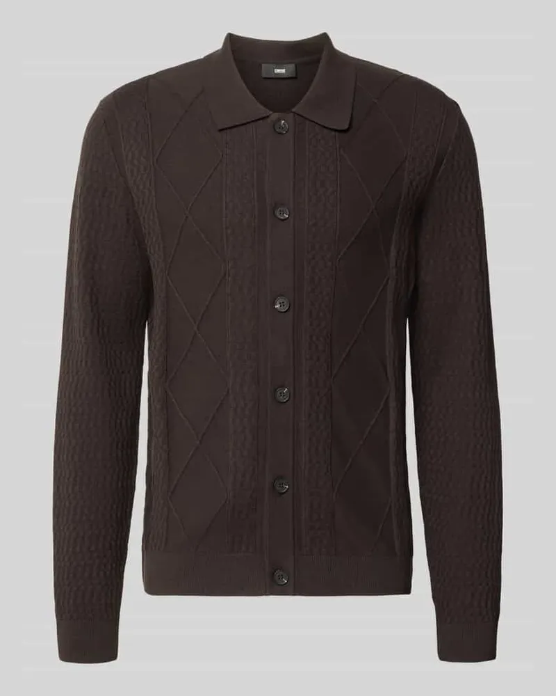 cinque Strickjacke mit Strukturmuster Modell 'YARO Mittelbraun
