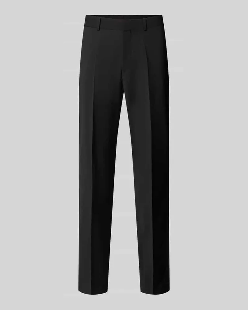 HUGO BOSS Regular Fit Business-Hose aus Wolle mit Bundfalte Black
