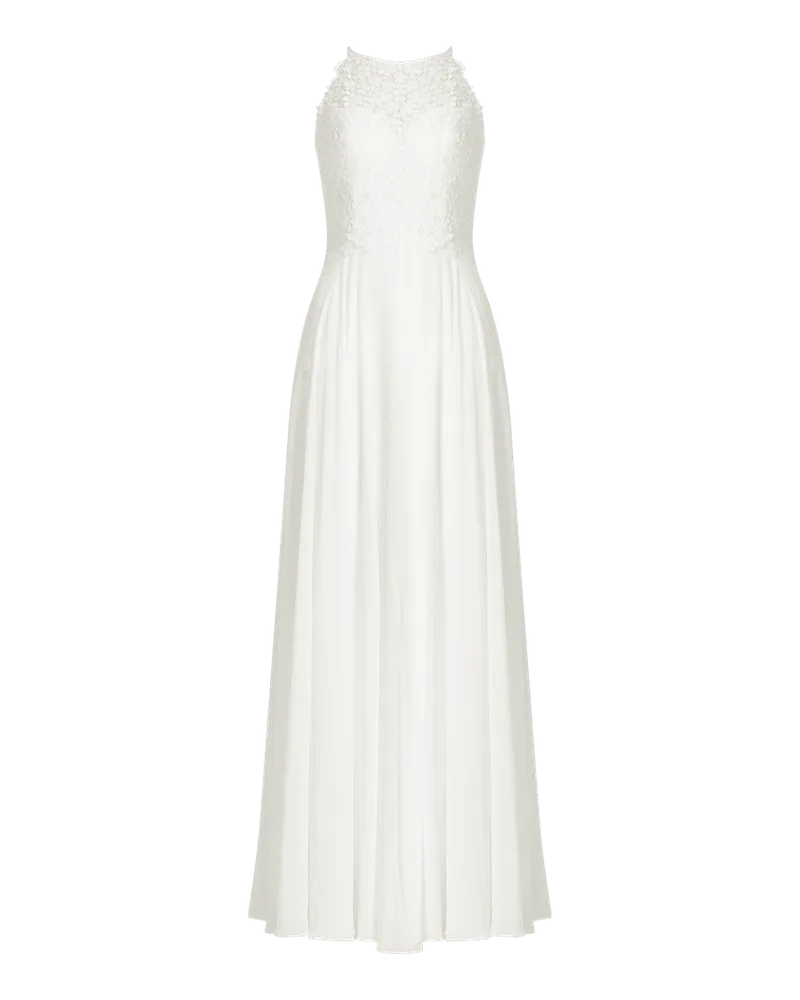 LUXUAR Brautkleid mit Oberteil aus floraler Häkelspitze Offwhite