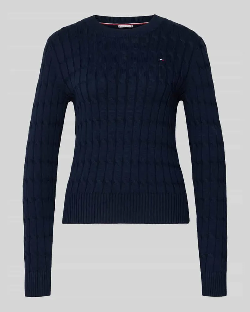 Tommy Hilfiger Slim Fit Strickpullover aus reiner Baumwolle Marine