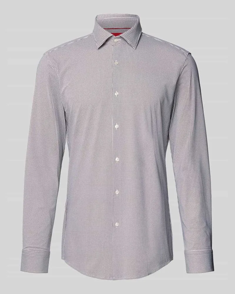 HUGO BOSS Businesshemd mit feinem Webmuster Modell 'Kenno Dunkelrot