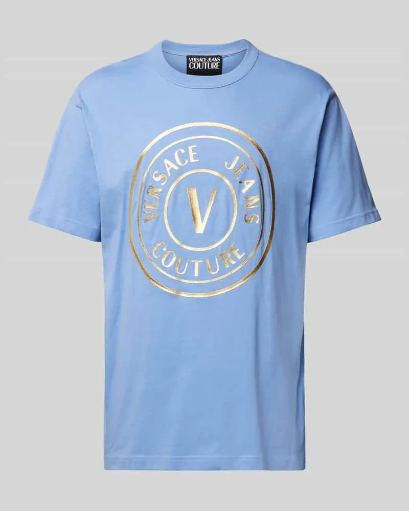 Versace Jeans T-Shirt mit Rundhalsausschnitt Hellblau