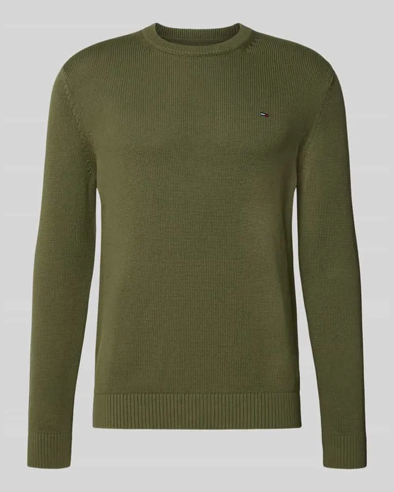 Tommy Hilfiger Regular Fit Strickpullover aus reiner Baumwolle Oliv