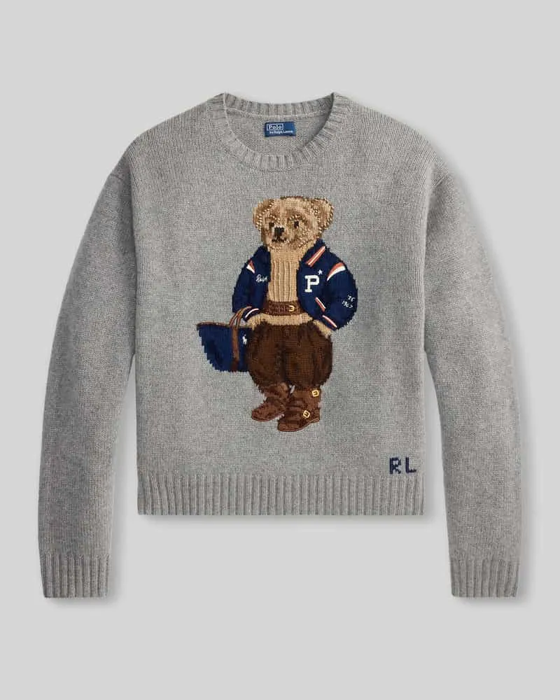Ralph Lauren Regular Fit Pullover aus Woll-Kaschmir-Mix mit Polo-Bear-Motiv Graphit