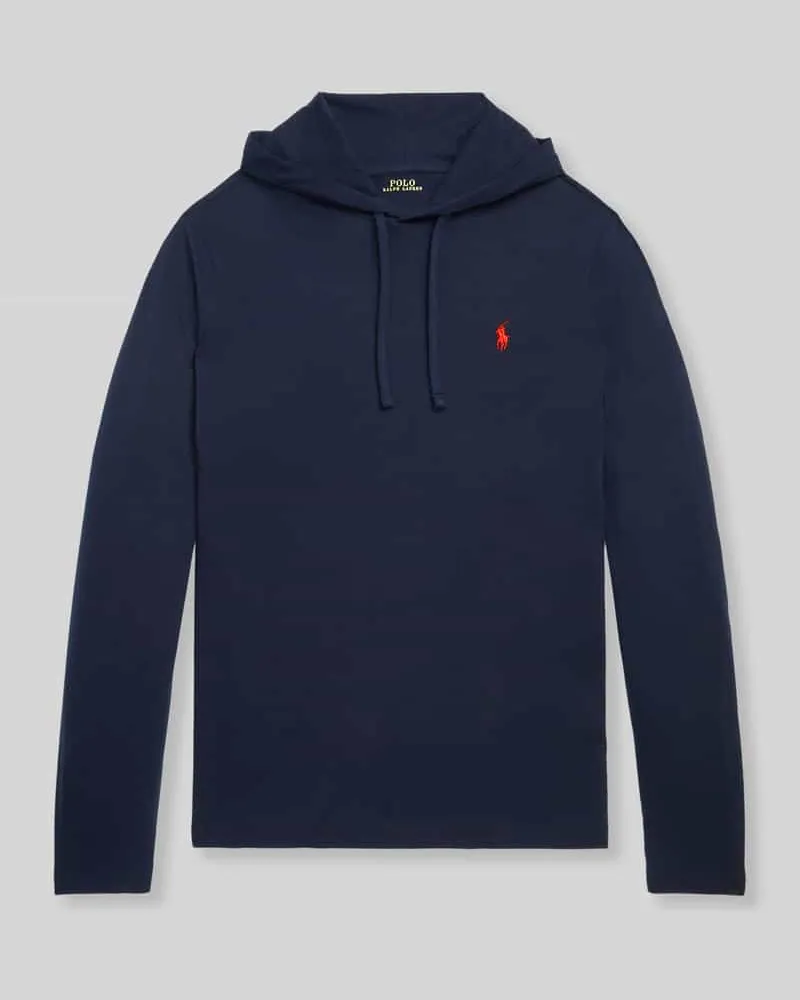 Ralph Lauren Regular Fit Hoodie aus reiner Baumwolle Dunkelblau