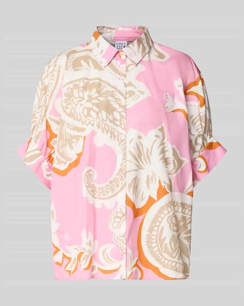 Emily van den Bergh Relaxed Fit Hemdbluse mit Allover-Paisley-Print Pink