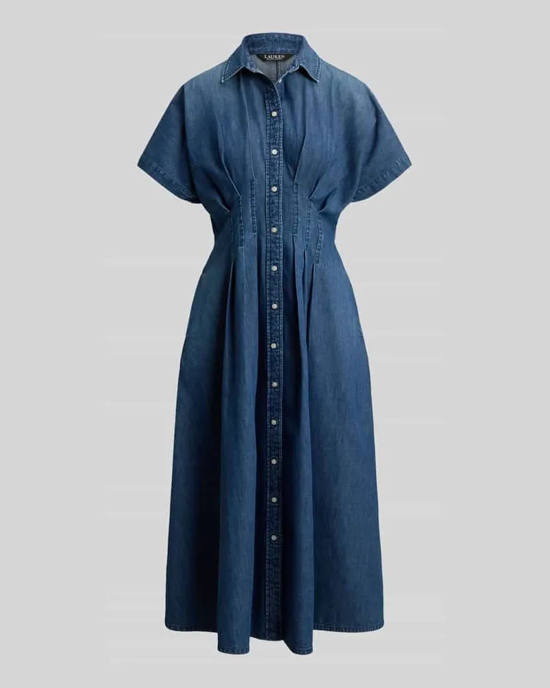 Ralph Lauren Tailliertes Freizeitkleid aus reiner Baumwolle Blau