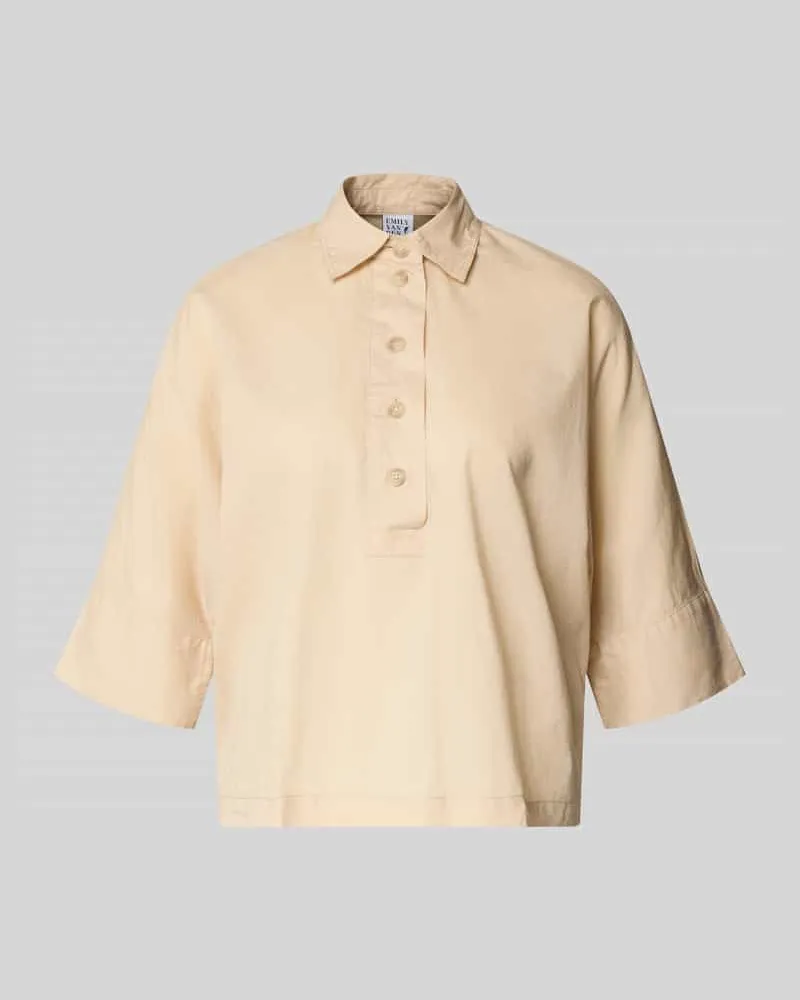 Emily van den Bergh Boxy Fit Bluse mit 3/4-Arm Sand