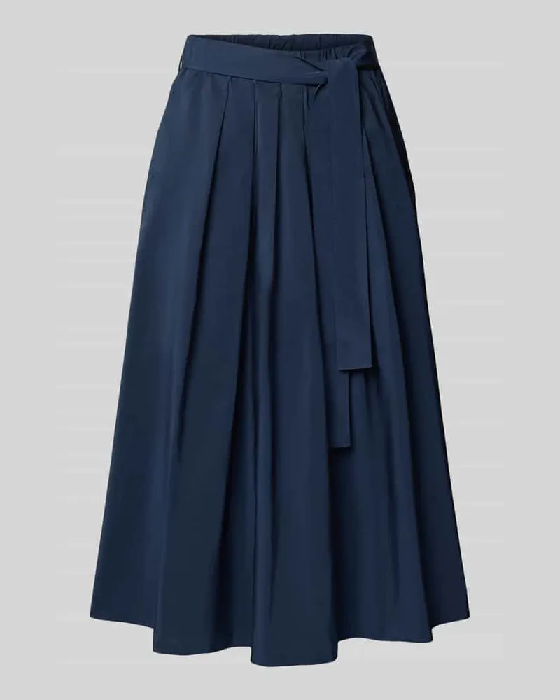 Max Mara Ausgestellter Midi-Rock mit Taillengürtel Marine