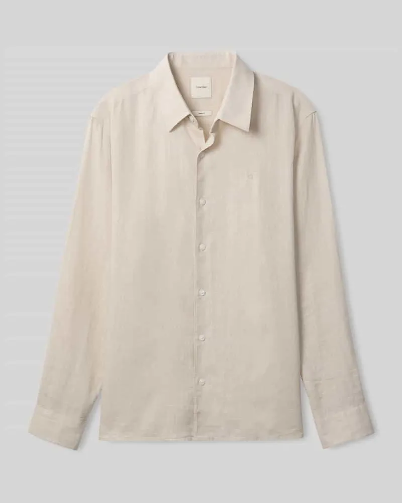 Calvin Klein Regular Fit Freizeithemd aus Leinen-Mix Beige