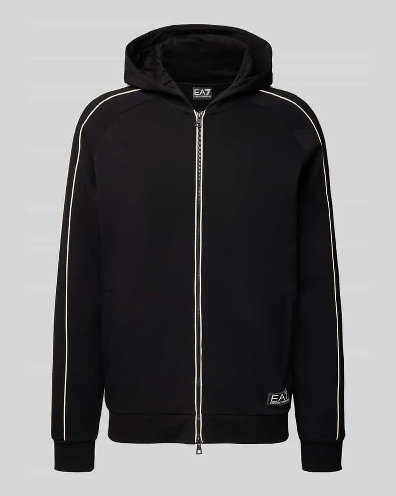 EA7 Sweatjacke mit Zweiwege-Reißverschluss und Eingrifftaschen Black