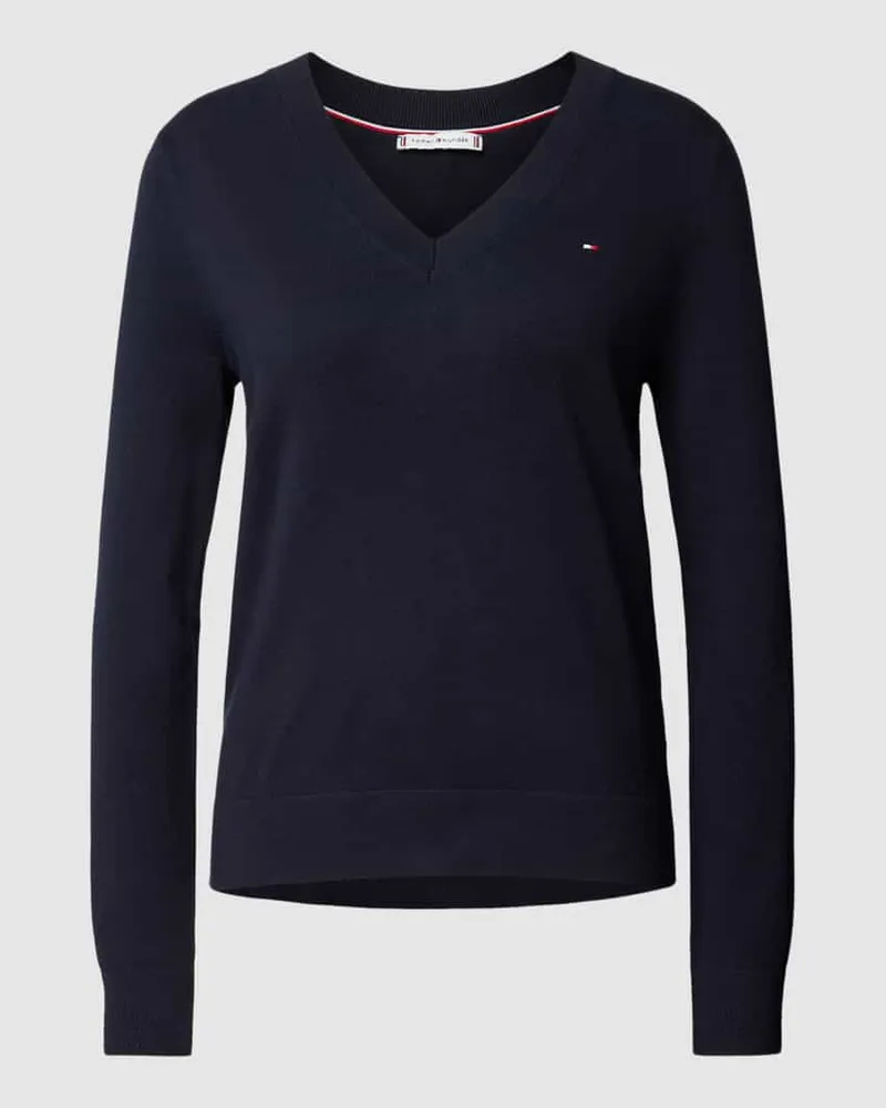 Tommy Hilfiger Pullover mit regulärem Schnitt und unifarbenem Design Dunkelblau