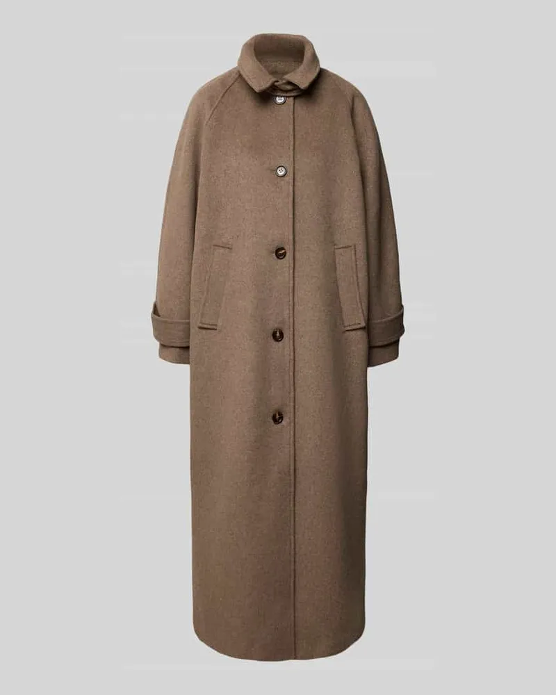 Neo Noir Mantel aus Leinen-Mix mit Stehkragen Modell 'Keaton Taupe
