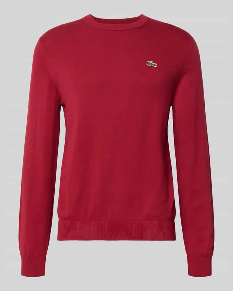 Lacoste Regular Fit Strickpullover aus Baumwoll-Mix Bordeaux