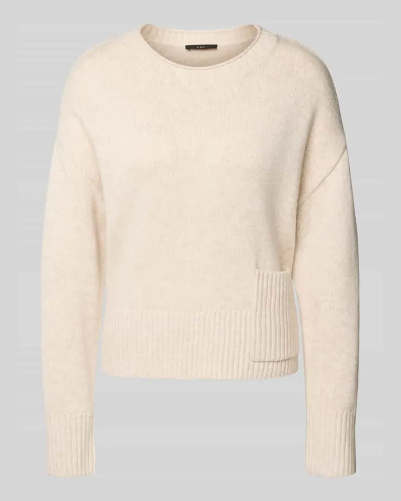 Oui  Wollpullover mit Rundhalsausschnitt Beige