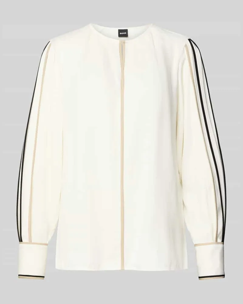 HUGO BOSS Regular Fit Langarmbluse aus Viskose-Mix Modell 'BANARIAH Offwhite