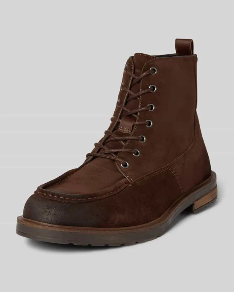 Tommy Hilfiger Schnürstiefel aus echtem Veloursleder Mittelbraun