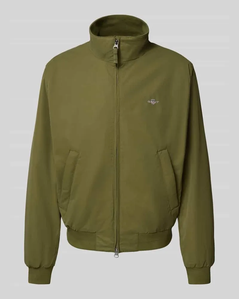 Gant Jacke mit Stehkragen und Label-Stitching Oliv
