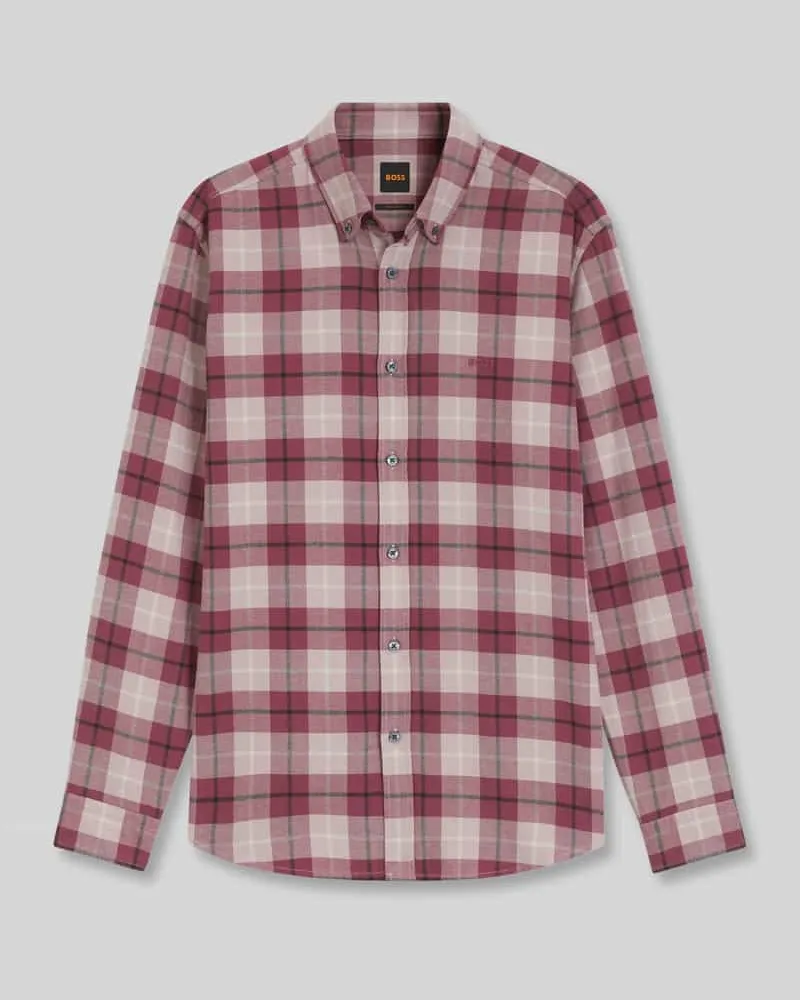 HUGO BOSS Regular Fit Freizeithemd mit Button-Down-Kragen Hellrot
