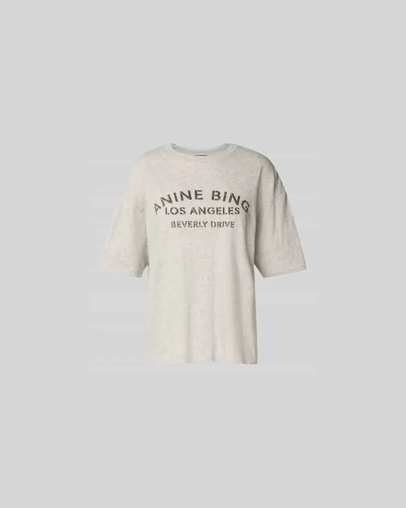 Anine Bing T-Shirt mit Label-Print Hellgrau