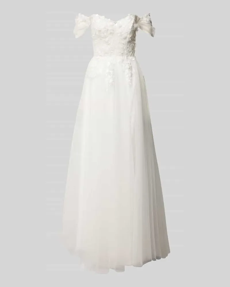 LUXUAR Abendkleid mit Herz-Ausschnitt Offwhite