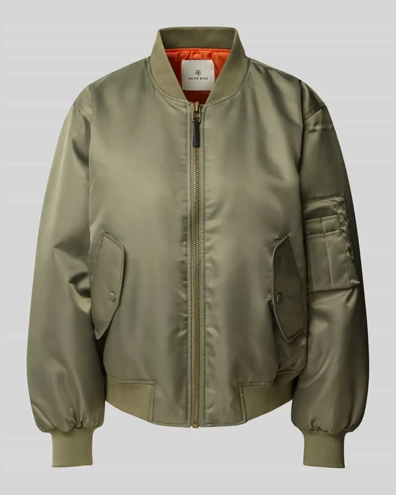 Anine Bing Bomberjacke mit kontrastfarbenem Futter Khaki