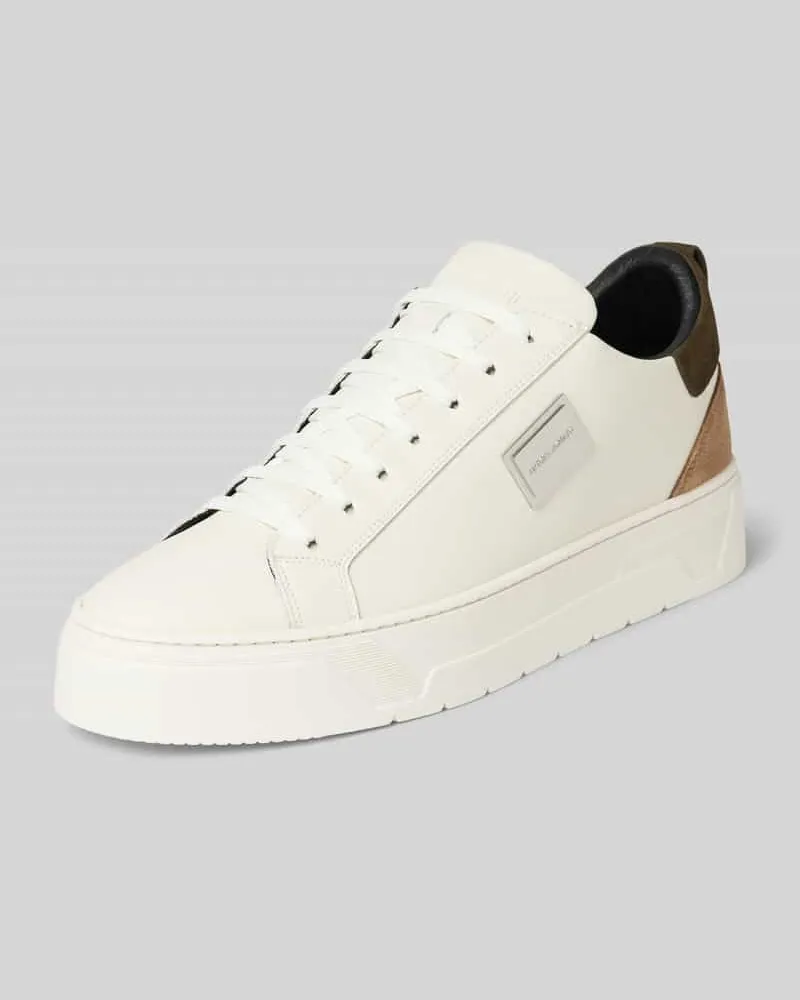 Antony Morato Ledersneaker mit Label-Applikation Weiss